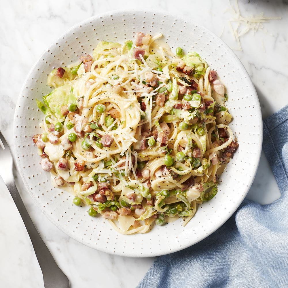 Creamy Brussel Sprout Spaghetti 